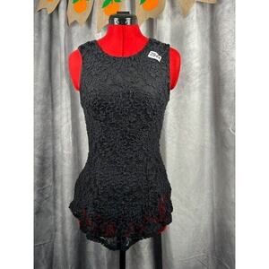Catherines Poly Blend Sleeveless Lace Tank Top Size XS Black